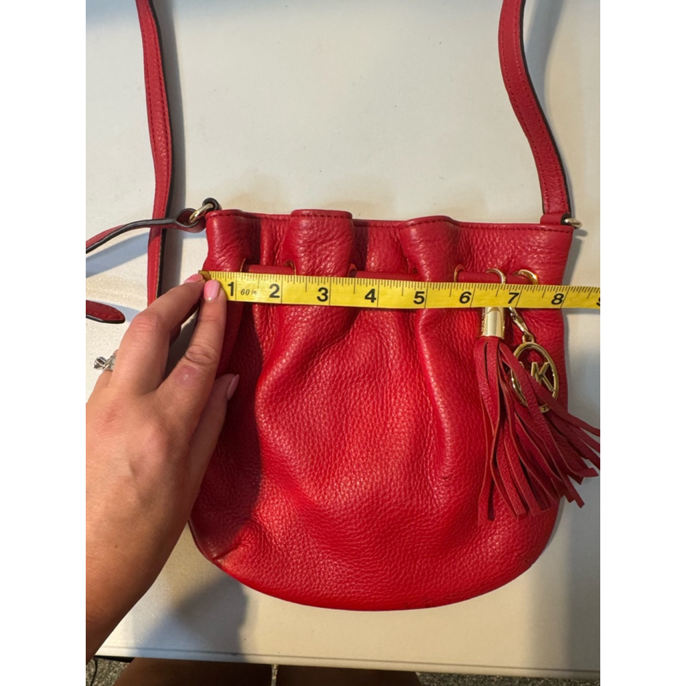 Michael Kors Red Leather Bucket Bag Small - Picture 10 of 13